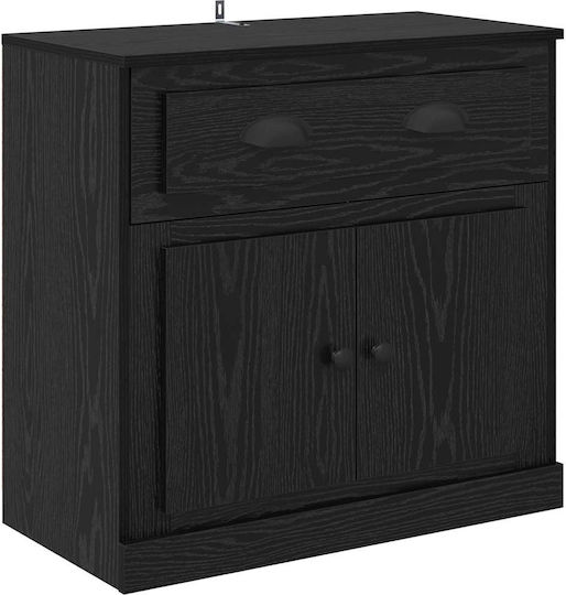 Living Room Display Cabinet made of Particle Board with Windowed Black Oak 70x35.5x67.5cm