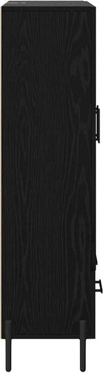 Corona Living Room Display Cabinet made of Wood and Metal with Glass Black Oak 69.5x31x115cm