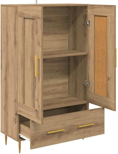 Freistehende Wohnzimmer-Vitrine aus Holz und Metall Artisan Oak 69,5 x 31 x 115 cm