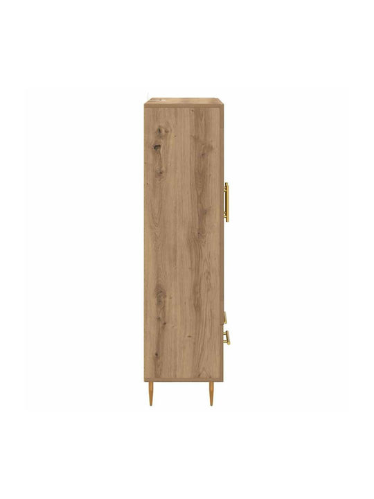 Floor-standing Living Room Display Cabinet made of Wood & Metal with Glass Artisan Oak 69.5x31x115cm