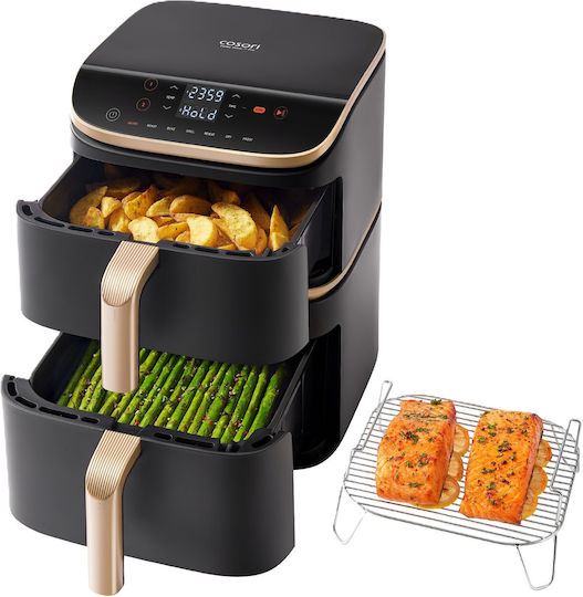 Cosori Turbo Tower Pro Heißluftfritteuse mit Wi-Fi & Doppel-Abnehmbarer Korb 10.8Es Schwarz