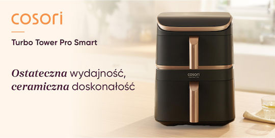 Cosori Turbo Tower Pro Heißluftfritteuse mit Wi-Fi & Doppel-Abnehmbarer Korb 10.8Es Schwarz