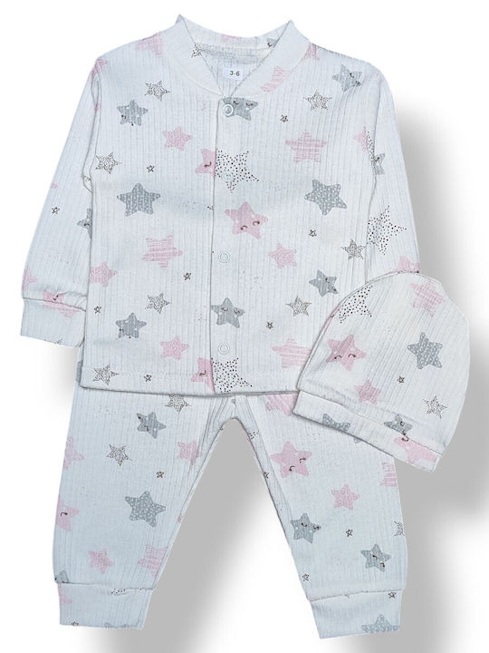 Babydom Παιδική Πιτζάμα Εκρού, Ροζ, Γκρι