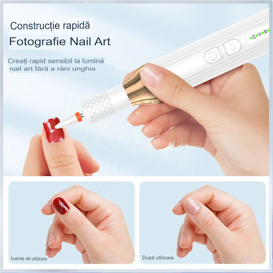 Freza Electrică Unghii Wireless Manichiură-pedichiură Arvada Nailpro M918 Reîncărcabilă 18.000 Rpm 3 Trepte de Viteză Comutator Direcție Design Ergonomic Mov