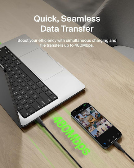 Belkin Boost↑charge Pro Cablu Braided USB-C Masculin - USB-C 240W PD Negru 3m CAB025HQ3MBK