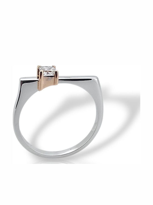 Mentzos Ring with Diamond made of White gold 18K