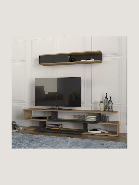 Έπιπλο Τηλεόρασης με Φωτισμό LED Sepet Oak - Ανθρακί Μ180xΠ29.5xΥ39cm
