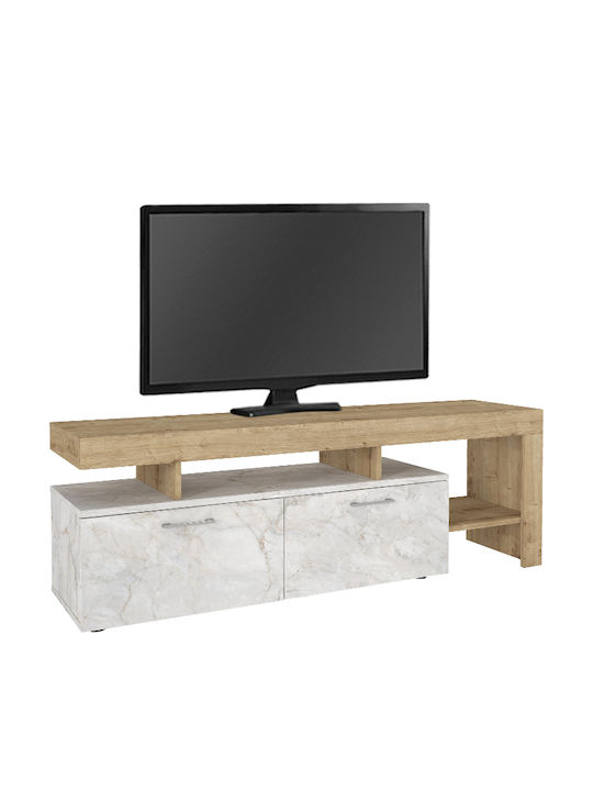 TV Stand Acnes White Marble Effect - Sapphire Oak M160xD40xH53cm