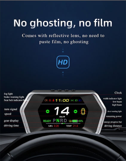 Digital Dashboard Information Display Diagnostic Device Obd2 Gps Hud Type Pyramid Tesla Model 3 Model Y T17