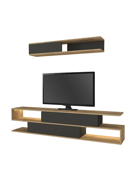 Έπιπλο Τηλεόρασης με Φωτισμό LED Sepet Oak - Ανθρακί Μ180xΠ29.5xΥ39cm