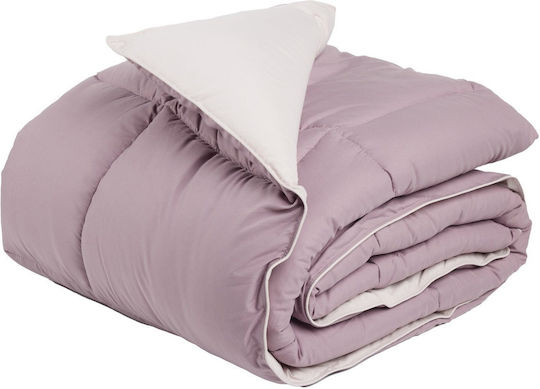 Das Home Duvet Queen with Microfiber Filling 220x240cm 9691 Happy Beige, Purple 550 GSMGsm 10.5 togs Togs