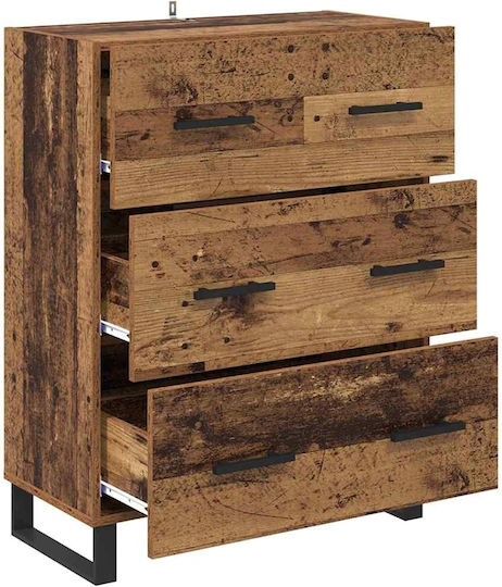 Wooden Chest of Drawers Coffee 69.5x34x90cm