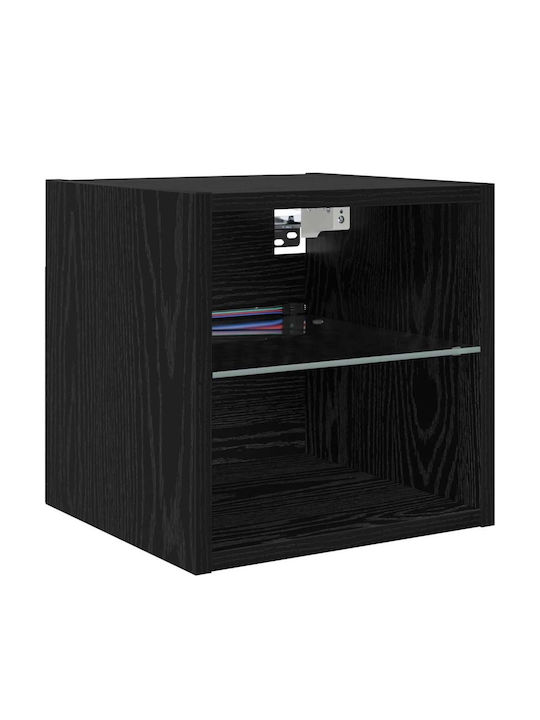Wohnzimmer TV-Einheit Black Beech mit Vitrine & Beleuchtung L30xB30xH30cm