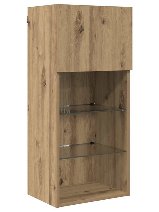 Unitate TV pentru sufragerie Stejar artizanal cu iluminare L40.5xA30xÎ90cm