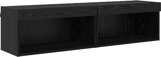 Living Room TV Unit with Lighting Black Beech L60xW30xH30cm