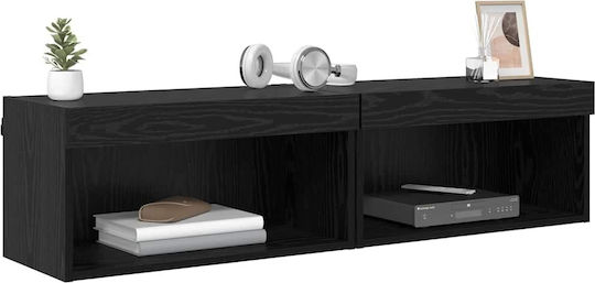 Living Room TV Unit with Lighting Black Beech L60xW30xH30cm