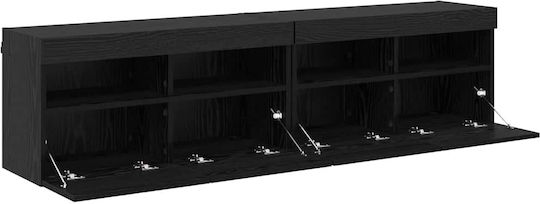 Living Room TV Unit with Lighting Black Beech L80xW30xH40cm