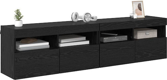 Living Room TV Unit with Lighting Black Beech L80xW30xH40cm