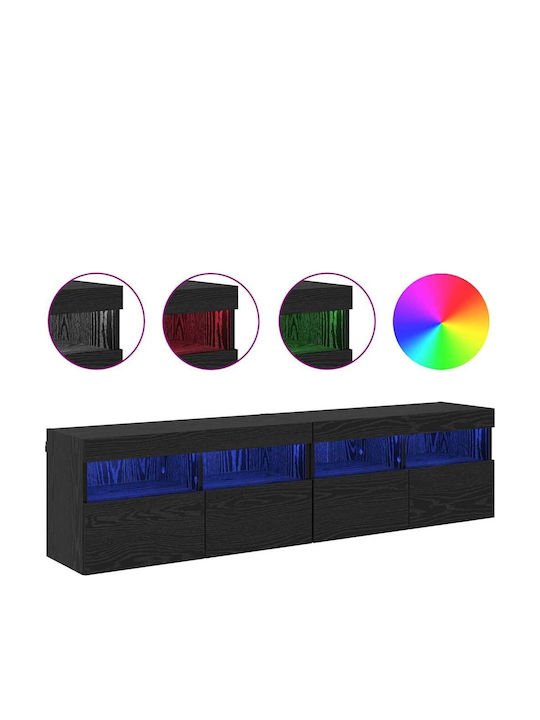 Living Room TV Unit with Lighting Black Beech L80xW30xH40cm