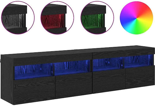Living Room TV Unit with Lighting Black Beech L80xW30xH40cm