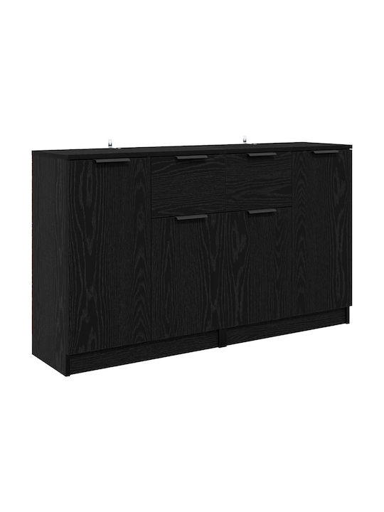 Sideboard Wooden with Drawers Black Beech 60x30x70cm