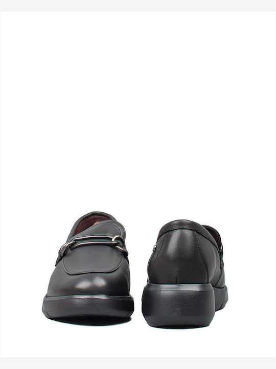 Leather Women's Loafers in Black Color