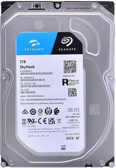 Seagate SkyHawk +Rescue 2TB HDD Hard Drive 3.5" SATA III with 256MB Cache for Desktop / Recorder ST2000VX017