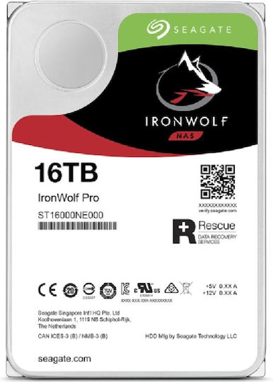 Seagate IronWolf Pro 16TB HDD Hard Drive 3.5" SATA III 7200rpm with 256MB Cache for NAS ST16000NT001