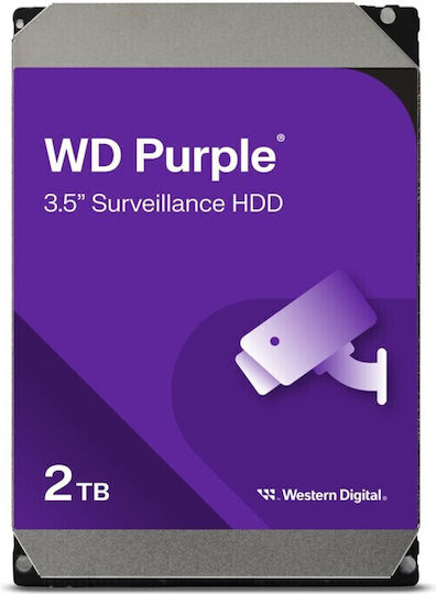 Western Digital Purple 2TB HDD Σκληρός Δίσκος 3.5" SATA III 5400rpm με 64MB Cache για Desktop WD23PURZ