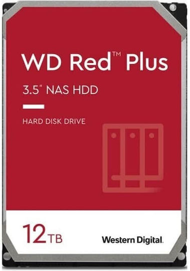 Western Digital Red Plus 12TB HDD Σκληρός Δίσκος 3.5" SATA III 7200rpm με 256MB Cache για NAS WD120EFGX