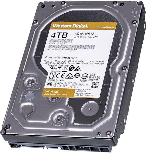 Western Digital Gold 4TB HDD Hard Drive 3.5" SATA III 7200rpm with 256MB Cache for NAS / Server WD4004FRYZ