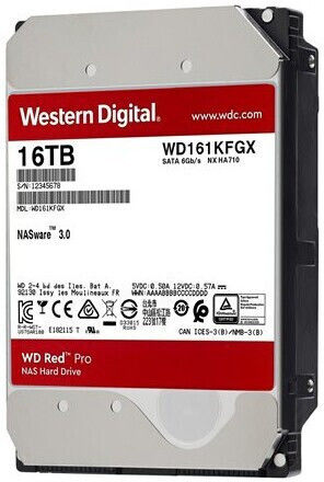 Western Digital Red Pro 16TB HDD Hard Drive 3.5" SATA III 7200rpm with 512MB Cache for NAS WD161KFGX