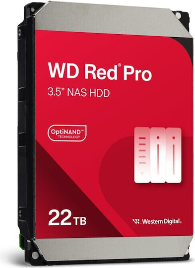 Western Digital Red Pro 22TB HDD Hard Drive 3.5" SATA III 7200rpm with 512MB Cache for NAS WD221KFGX
