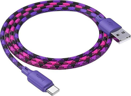 Hoco Χ116 Geflochten USB 2.0 Kabel USB-C männlich - USB-C Lila 1m