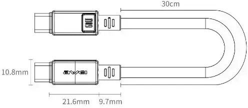 Awei Regular USB 2.0 Cablu USB-C bărbătesc - USB-C Negru 0.3m