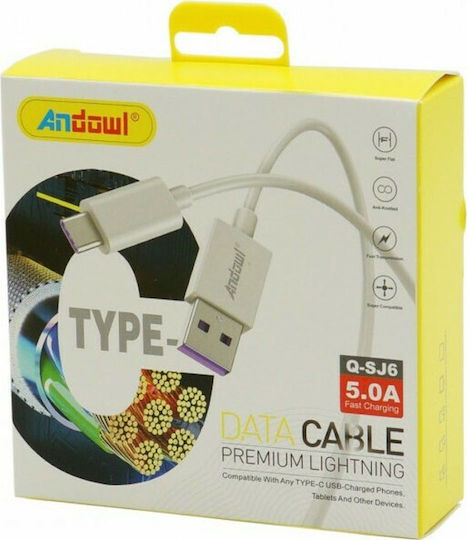 Andowl USB 2.0 Cable USB-C male - USB-A Λευκό 1m Q-SJ6