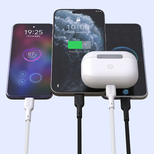 Dudao USB 2.0 Cable USB-C male - USB-C 65W PD Μαύρο 1m