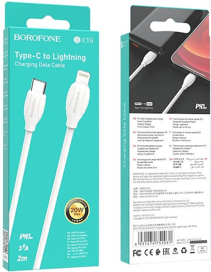Borofone BX19 USB-C zu Lightning Kabel 20W Weiß 2m