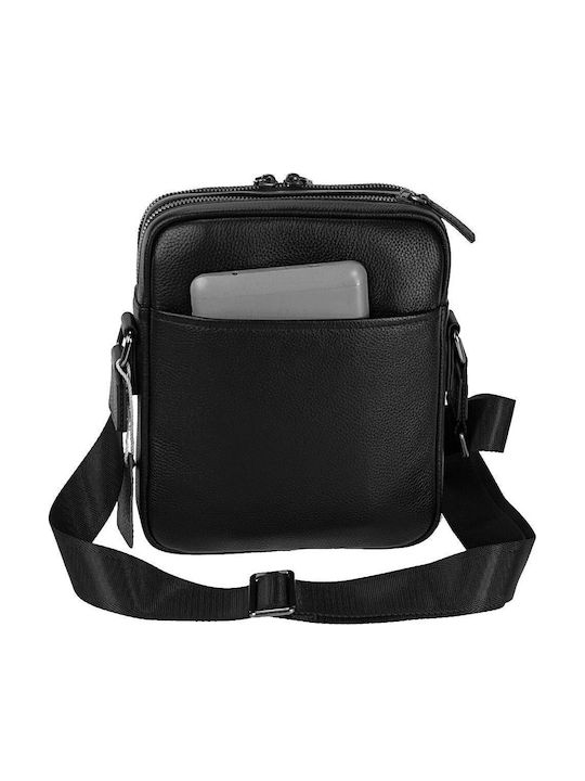 Herren Ledertasche Schulter / Crossbody Schwarz