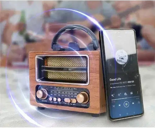 Cmik MK-262BT Retro Portable Radio Rechargeable with Bluetooth and USB Brown