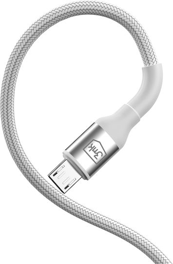 3MK 1m LED / Braided USB 2.0 to micro USB Cable White