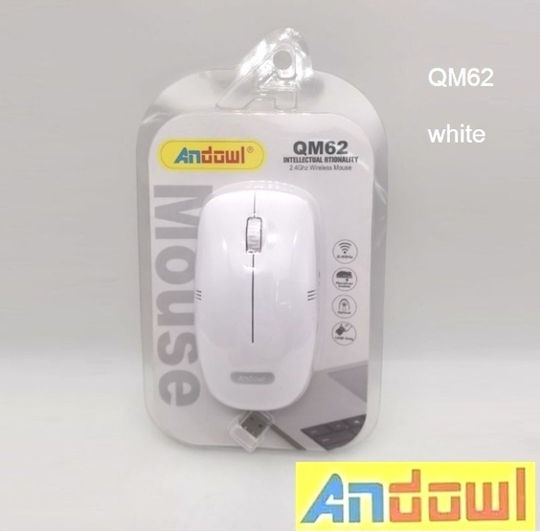 Andowl QM62 Ασύρματο Ποντίκι Λευκό