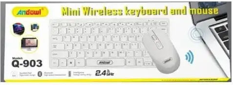 Andowl Q-903 Kabellos Tastatur & Maus Set Englisch US Weiß