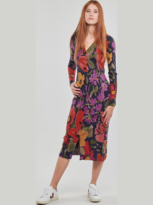 Delaware Midi Shirt Dress Knitted Floral Dress