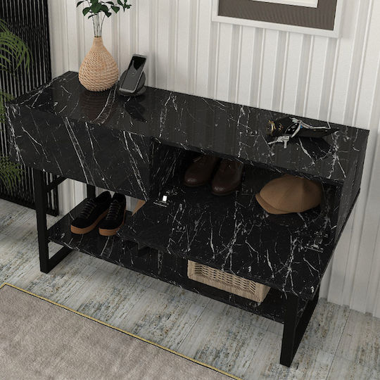 Aron Console Table Wood & Metal Μαύρο Εφέ Μαρμάρου L138.8xW41xH75.7cm