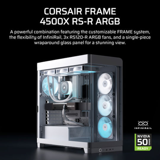 Corsair Frame 4500X RS-R ARGB Gaming Midi Tower Computer Case with Side Window White