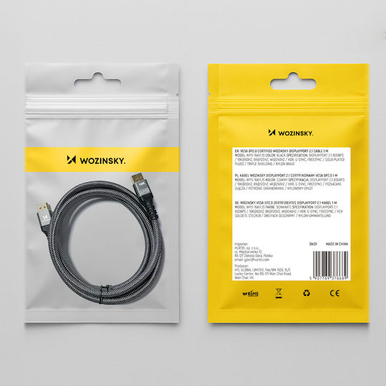 Wozinsky Кабел DisplayPort мъжки - 2м Черен