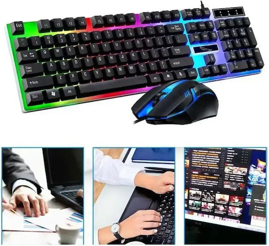 AOAS M-350 Σετ Gaming Πληκτρολόγιο με RGB φωτισμό & Ποντίκι (Αγγλικό US)