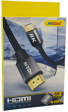 Andowl Q-hd3 HDMI 2.1 Ultra High Speed 48Gbps 4K 120Hz HDR VRR Cable HDMI Male - HDMI Male 1m Black