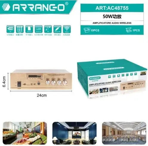 Arrango AC48755 Ολοκληρωμένος Ενισχυτής PA και Συνδέσεις USB/Bluetooth